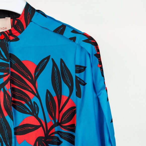 Roksanda SS/18 Aviana Blue Floral Silk Long-Sleeve Mini Dress - Picture 4 of 11